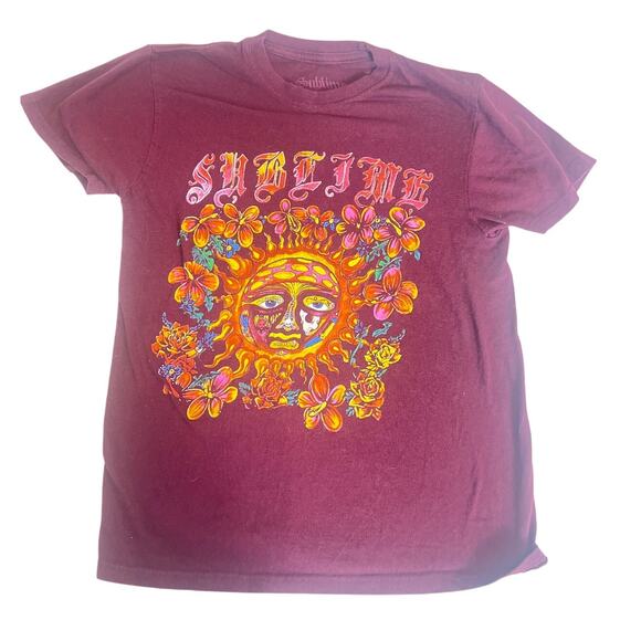 Sublime Sun Graphic T-Shirt Band Tee Maroon Short Sleeve Women’s M - Picture 1 of 5